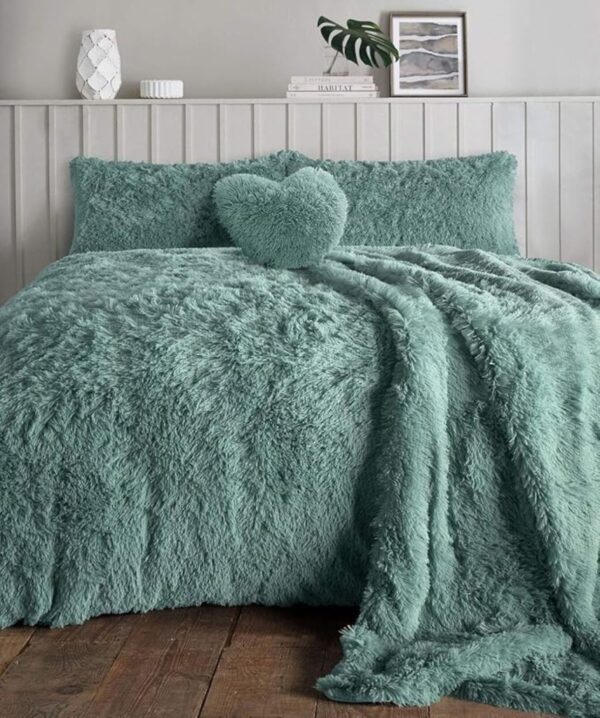 Alaska Cuddles Teddy Fleece Duvet Cover with Pillowcase Fluffy Fur Bedding Set - Image 3