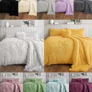 Alaska Cuddles Teddy Fleece Duvet Cover with Pillowcase Fluffy Fur Bedding Set