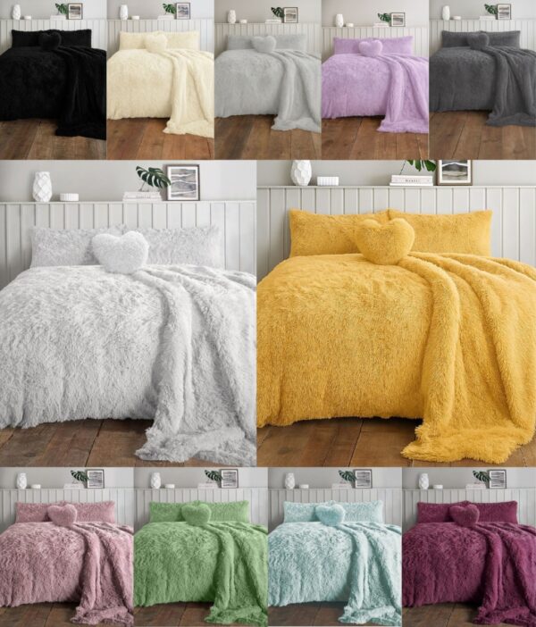 Alaska Cuddles Teddy Fleece Duvet Cover with Pillowcase Fluffy Fur Bedding Set