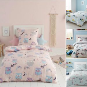 100% Brushed Cotton Kids Duvet Cover With Pillow Case Soft Children Bedding Set