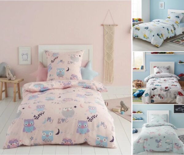 100% Brushed Cotton Kids Duvet Cover With Pillow Case Soft Children Bedding Set
