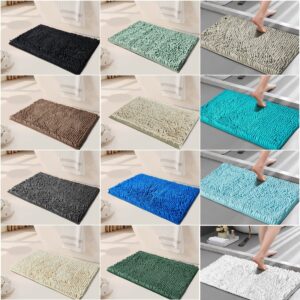Miami Loop Bath Mat Non Slip Extra Deep Pile Water Absorbent Chenille Toilet Rugs