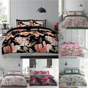Printed Duvet Cover With Pillowcase Microfibre Reversible Bella Floral Bedding Set
