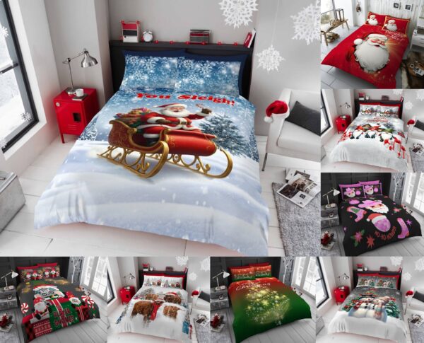 New Xmas Duvet Cover With Pillowcase Signature Christmas Bedding Set