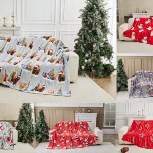 Xmas Flannel Sherpa Fleece Sofa Bed Throw Super Soft Christmas Blanket
