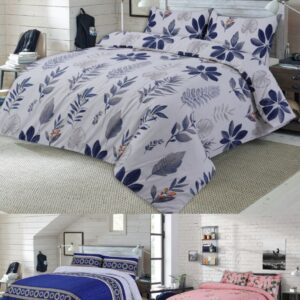 Microfibre Complete Leaves Duvet Cover Fitted Sheet Pillow Case Bedding Set