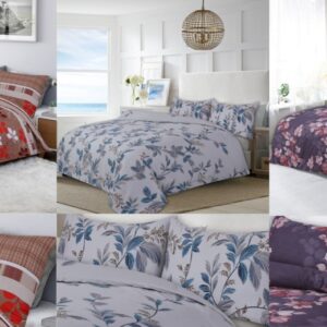 Complete Floral Duvet Cover Fitted Sheet Pillow Case Microfibre Bedding Set