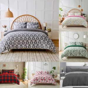 Super Dreamer Duvet Cover Check Stripes Floral Pillow Case Microfibre Bedding Set