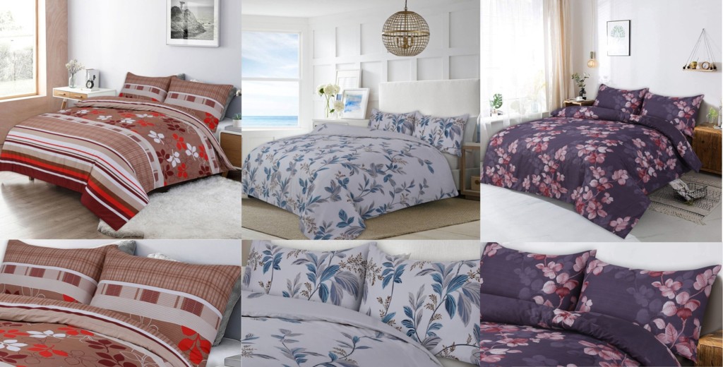Complete Floral Duvet Cover Fitted Sheet Pillow Case Microfibre Bedding Set
