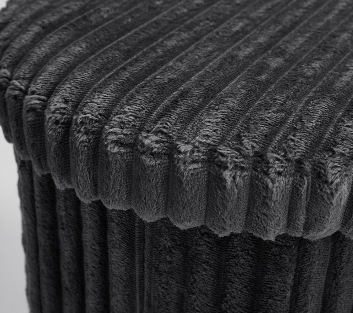 Ribbed Storage Box Ottoman Multipurpose Seat Foot Stool Toys Box Organizer Round Shape - Image 4