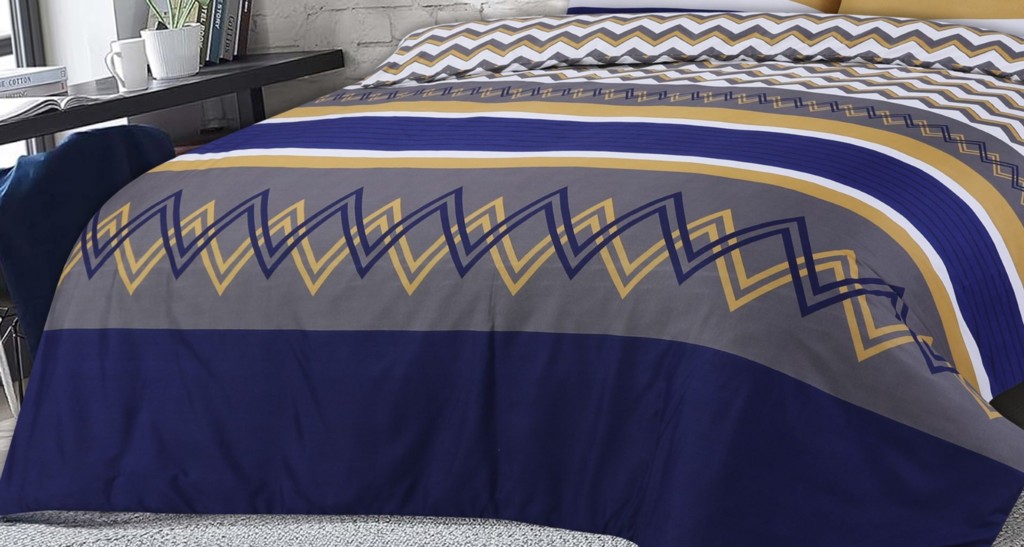 Microfibre Complete Geometric Duvet Cover Fitted Sheet Pillow Case Bedding Set - Image 7