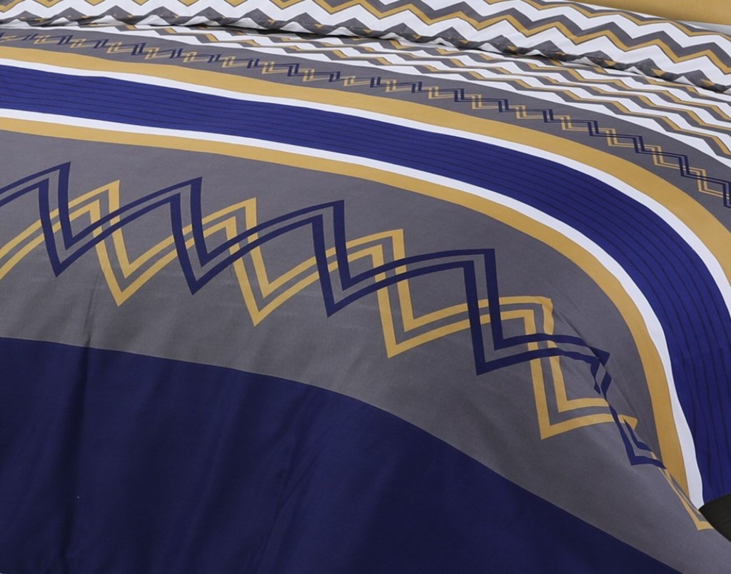 Microfibre Complete Geometric Duvet Cover Fitted Sheet Pillow Case Bedding Set - Image 8