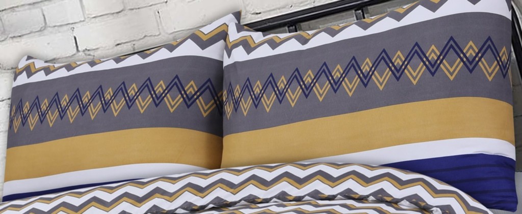 Microfibre Complete Geometric Duvet Cover Fitted Sheet Pillow Case Bedding Set - Image 9