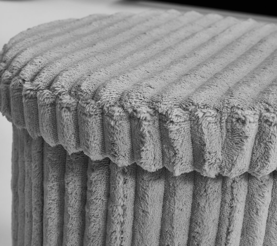 Ribbed Storage Box Ottoman Multipurpose Seat Foot Stool Toys Box Organizer Round Shape - Image 2