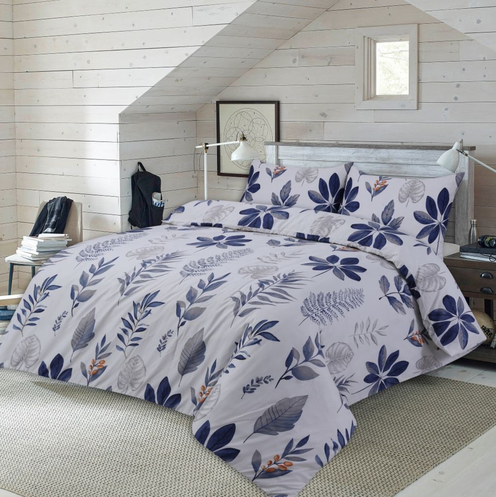 Microfibre Complete Leaves Duvet Cover Fitted Sheet Pillow Case Bedding Set - Image 2