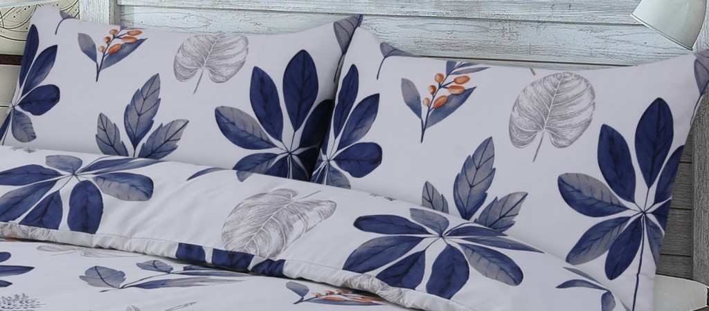 Microfibre Complete Leaves Duvet Cover Fitted Sheet Pillow Case Bedding Set - Image 4
