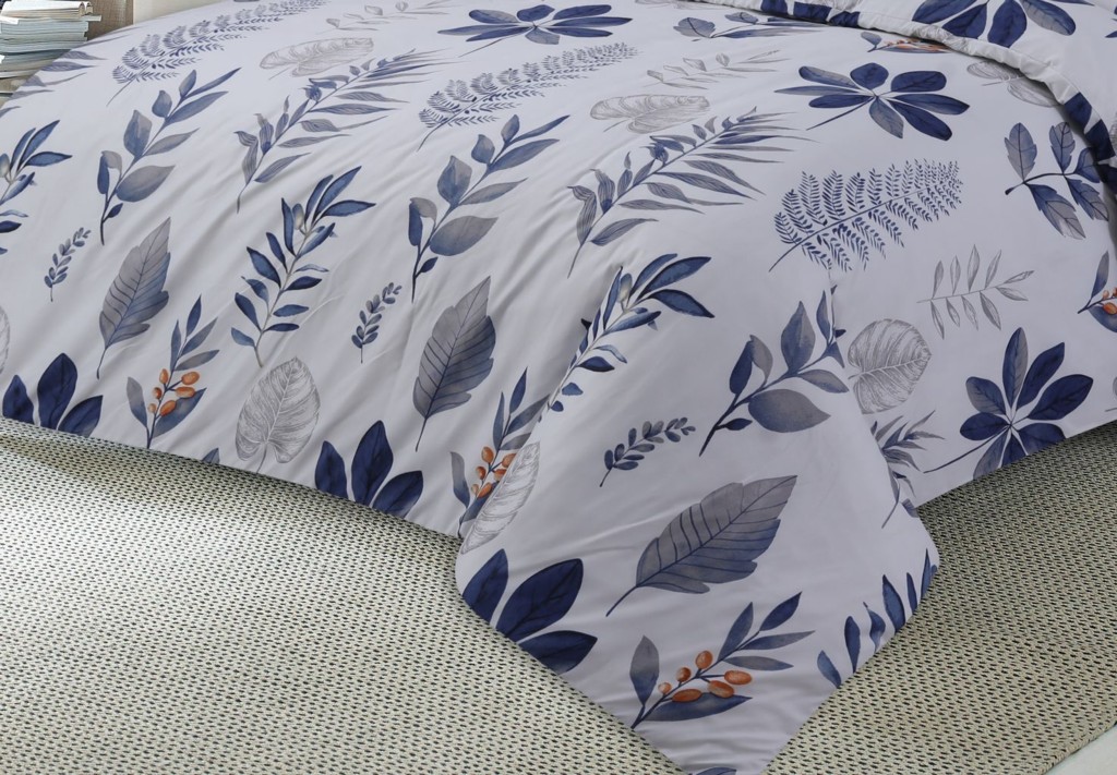 Microfibre Complete Leaves Duvet Cover Fitted Sheet Pillow Case Bedding Set - Image 5