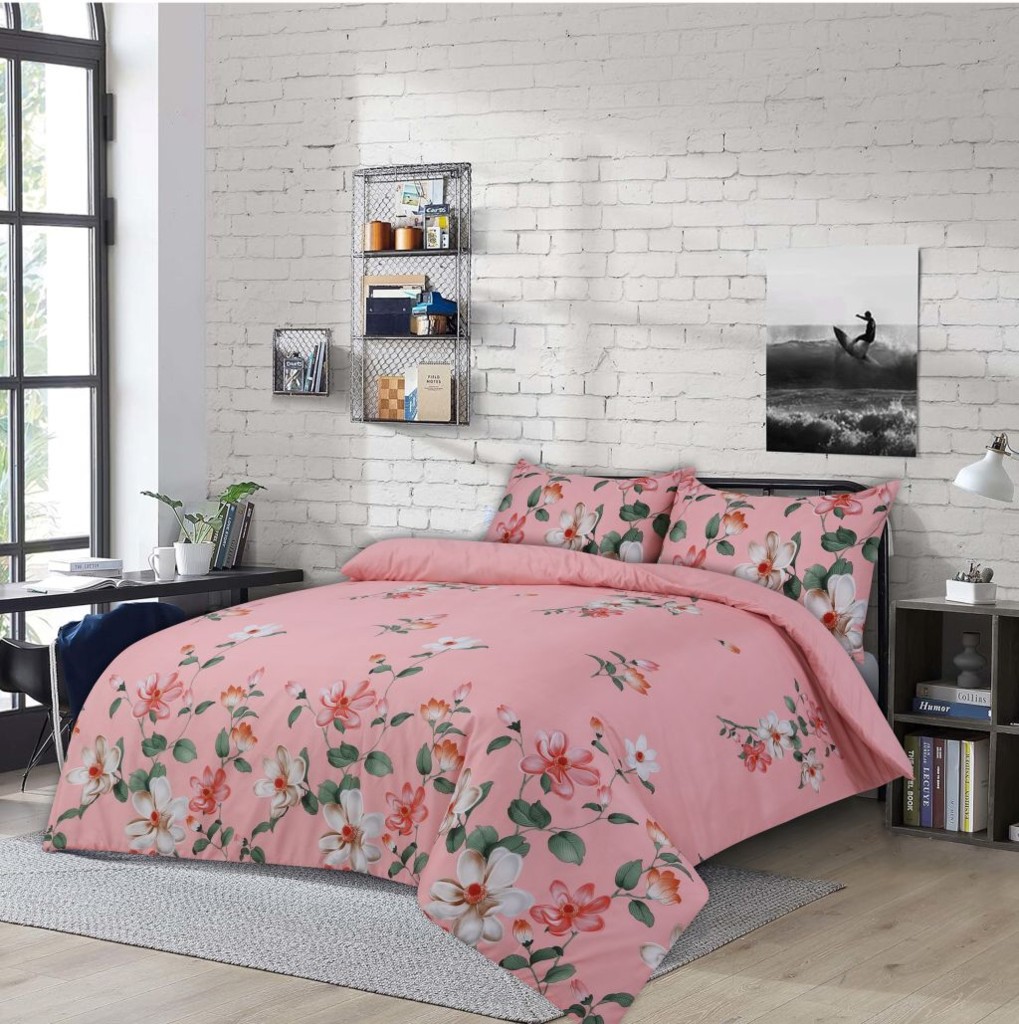 Microfibre Complete Leaves Duvet Cover Fitted Sheet Pillow Case Bedding Set - Image 6