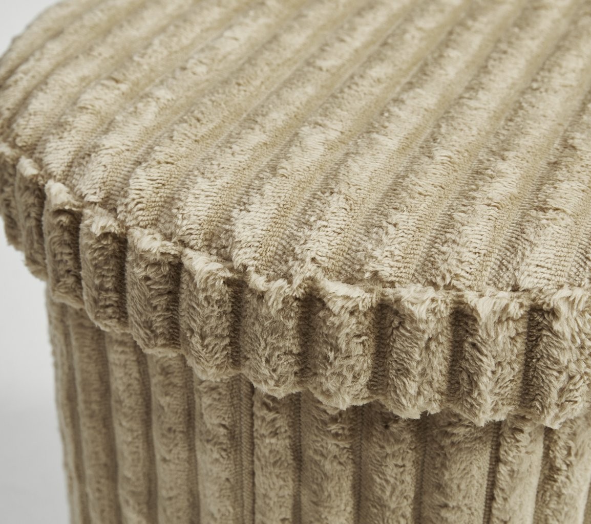 Ribbed Storage Box Ottoman Multipurpose Seat Foot Stool Toys Box Organizer Round Shape - Image 3