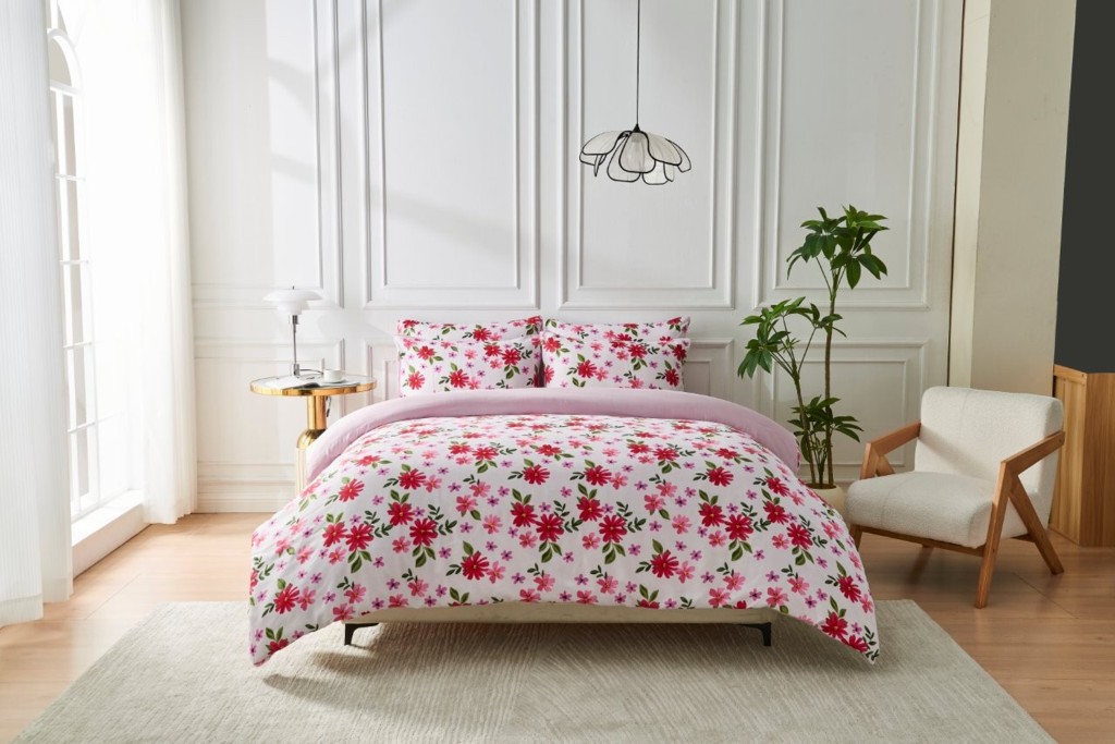 Super Dreamer Duvet Cover Check Stripes Floral Pillow Case Microfibre Bedding Set - Image 4