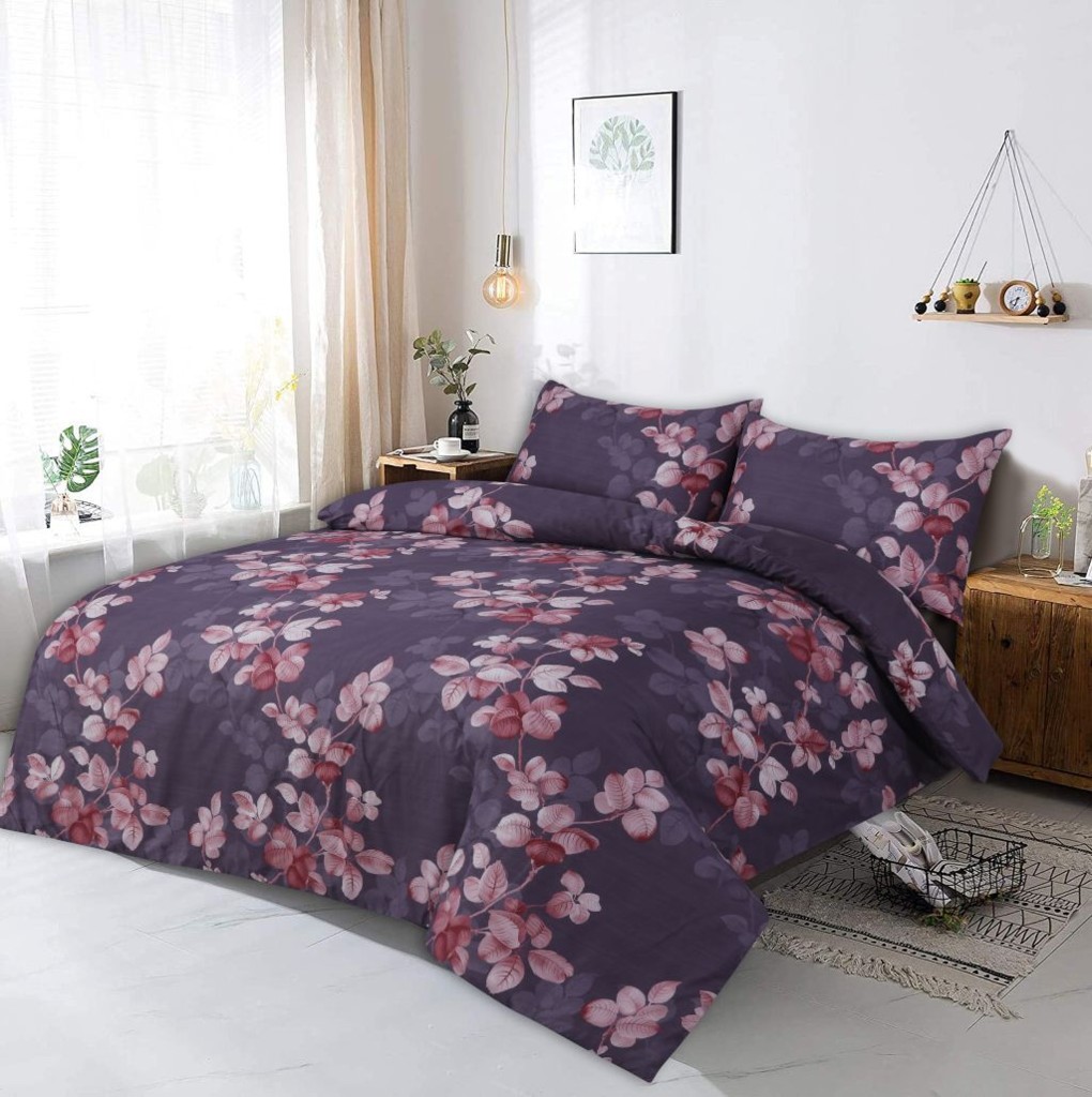 Complete Floral Duvet Cover Fitted Sheet Pillow Case Microfibre Bedding Set - Image 6