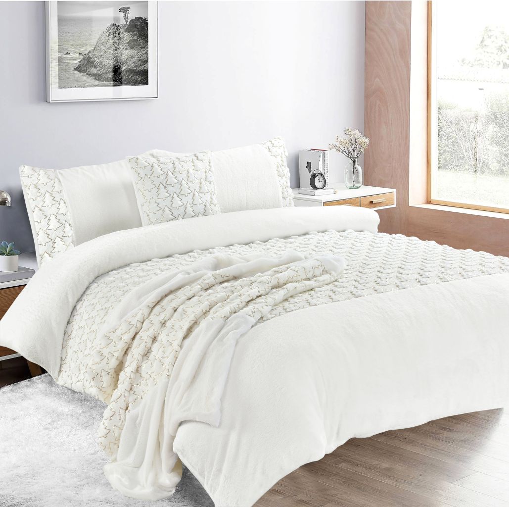 Christmas Tree Teddy Fleece Duvet Cover Bedding Set Or Throws or Cushion Cover - Image 4