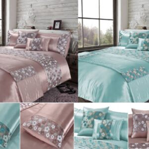 Luxury Romi Embroidery Floral Duvet Cover or Bed Runner Cushion Oblong Filled