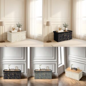 Leviev 2 in 1 Foldable Ottoman Storage Box with Lid Footstool Seat & Storage