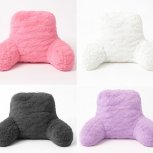 Reading Pillow Backrest Teddy Fleece Bed Rest Cushion with Arms for Comfortable Back Support