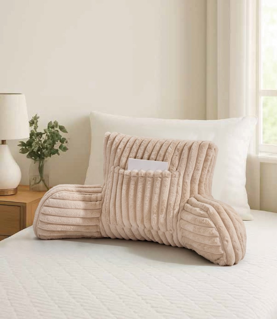 Large Fleece Cuddle Chair Pillow Bed Rest Cushion with Arms for Reading & Back Support - Image 11