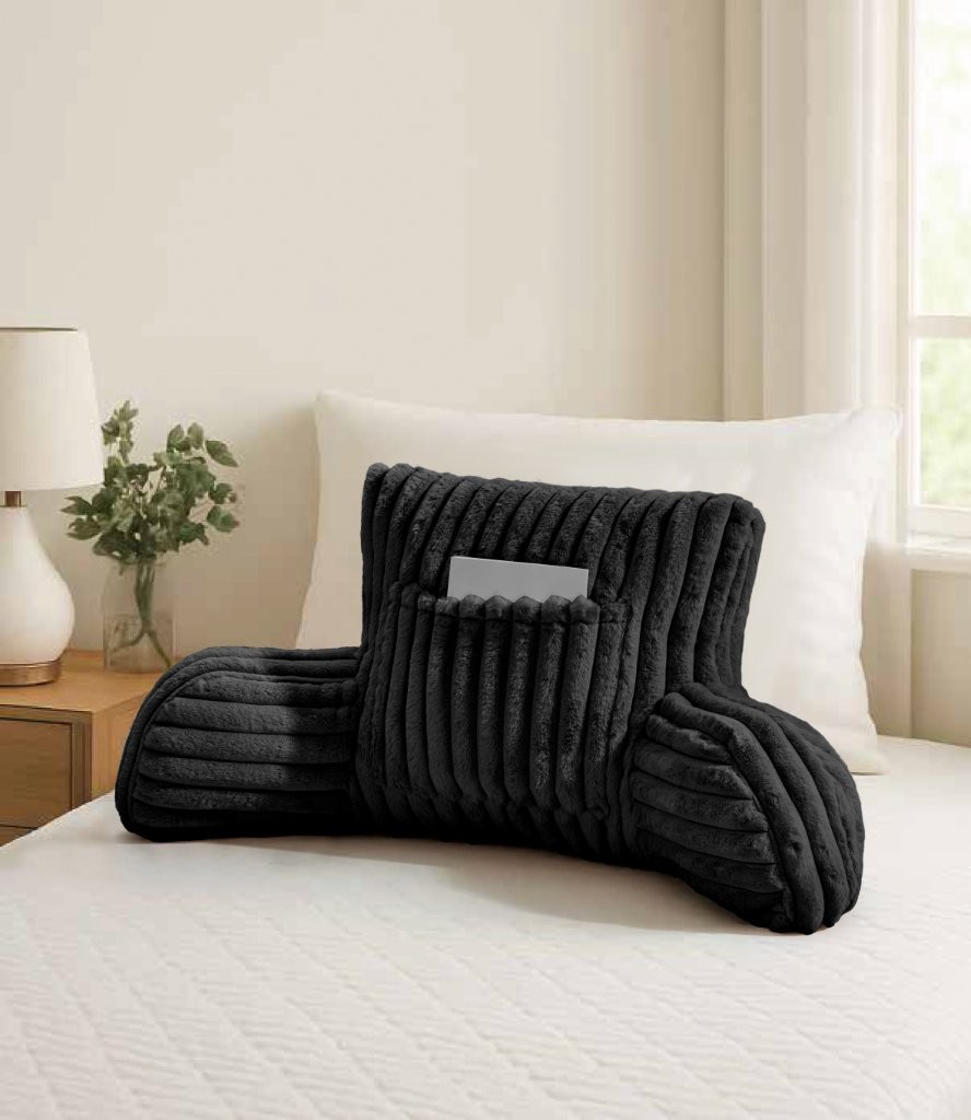 Large Fleece Cuddle Chair Pillow Bed Rest Cushion with Arms for Reading & Back Support - Image 10