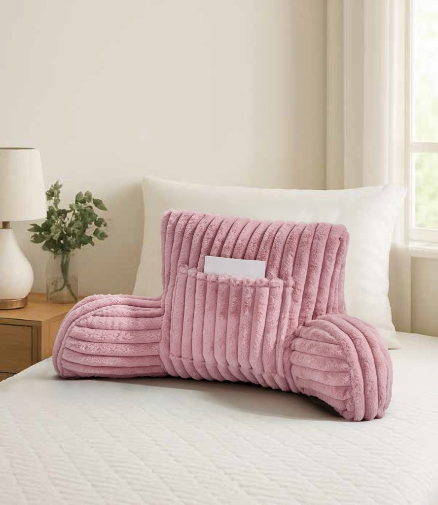 Large Fleece Cuddle Chair Pillow Bed Rest Cushion with Arms for Reading & Back Support - Image 9