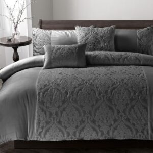 Damask Velvet Jacquard Duvet Cover with Pillow Case Diamante Bedding Set