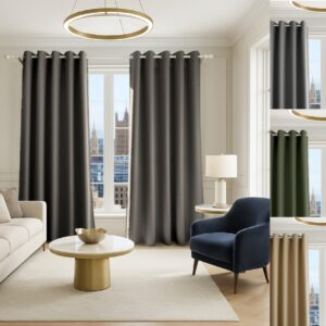 Britannia Velvet Blackout Curtains Fully Lined Eyelet Ring Top 2 Panel Set