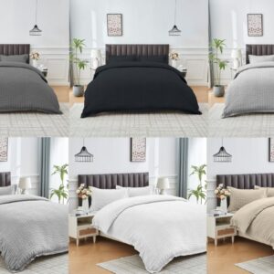 Seersucker Wells Duvet Cover Set with Pillowcase – Easy Care Textured Bedding Set