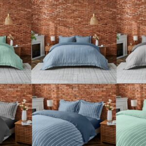 Seersucker Wrexham Duvet Cover with Pillowcase – Easy Care Bedding Set