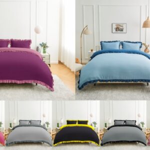Kendrick Frill Microfibre Duvet Cover with Pillowcase – Elegant Ruffle Bedding Set