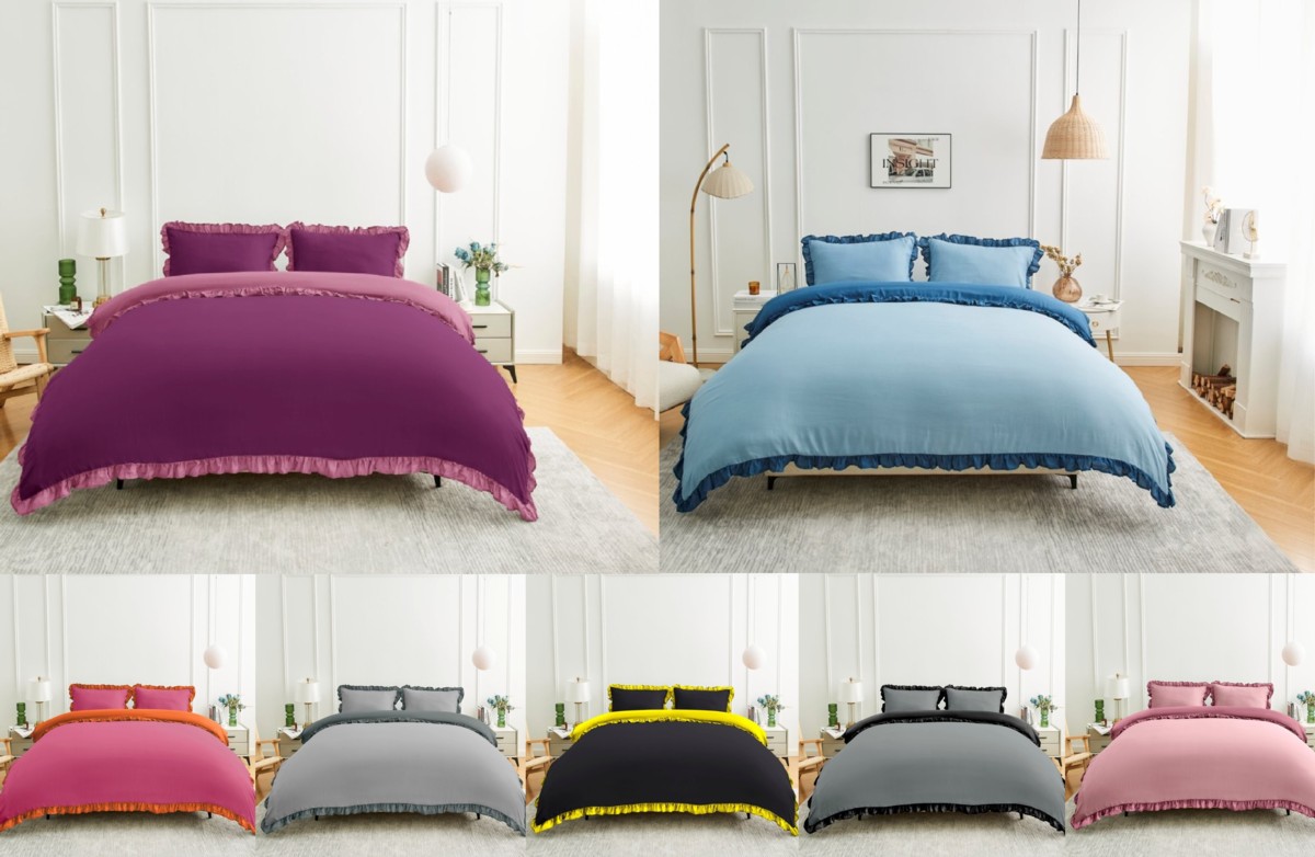 Kendrick Frill Microfibre Duvet Cover with Pillowcase – Elegant Ruffle Bedding Set