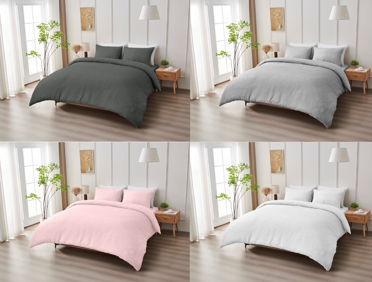 Premium Seersucker Durham Duvet Cover with Pillowcase – Easy Care Bedding Set