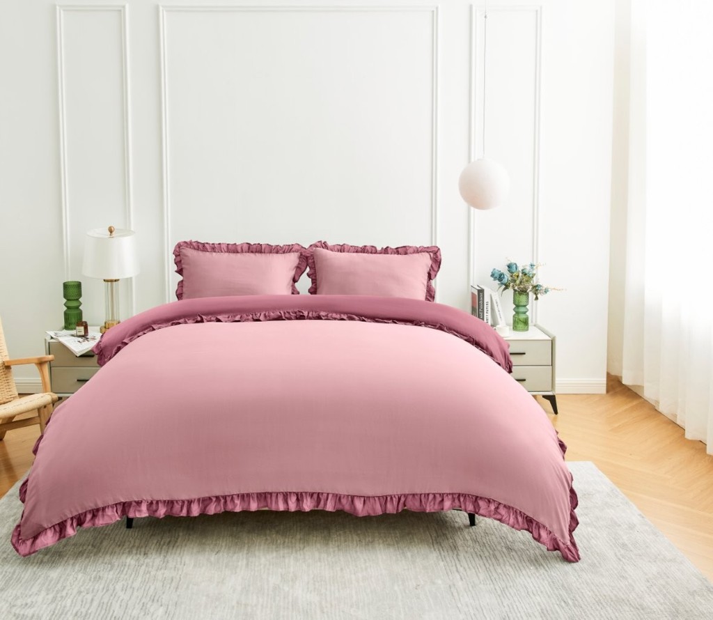Kendrick Frill Microfibre Duvet Cover with Pillowcase – Elegant Ruffle Bedding Set - Image 2