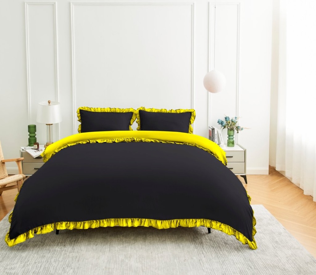 Kendrick Frill Microfibre Duvet Cover with Pillowcase – Elegant Ruffle Bedding Set - Image 3