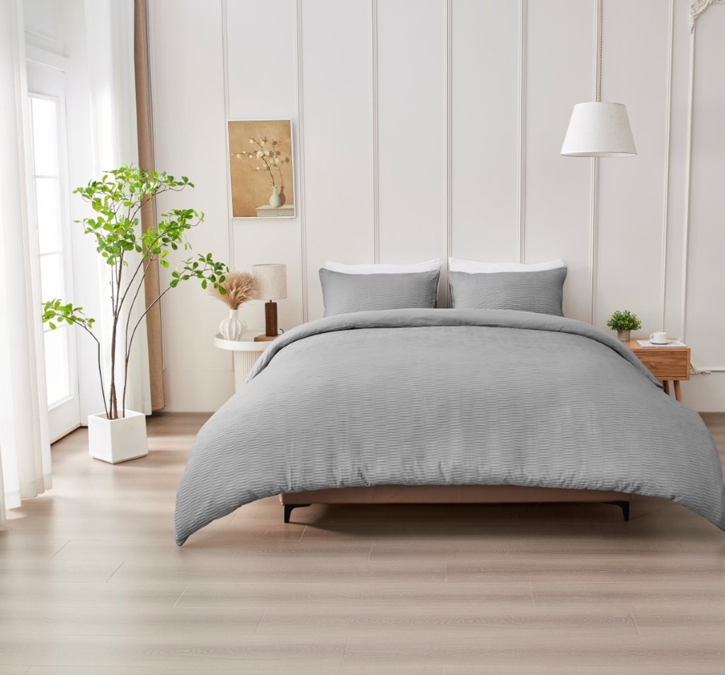 Premium Seersucker Durham Duvet Cover with Pillowcase – Easy Care Bedding Set - Image 5