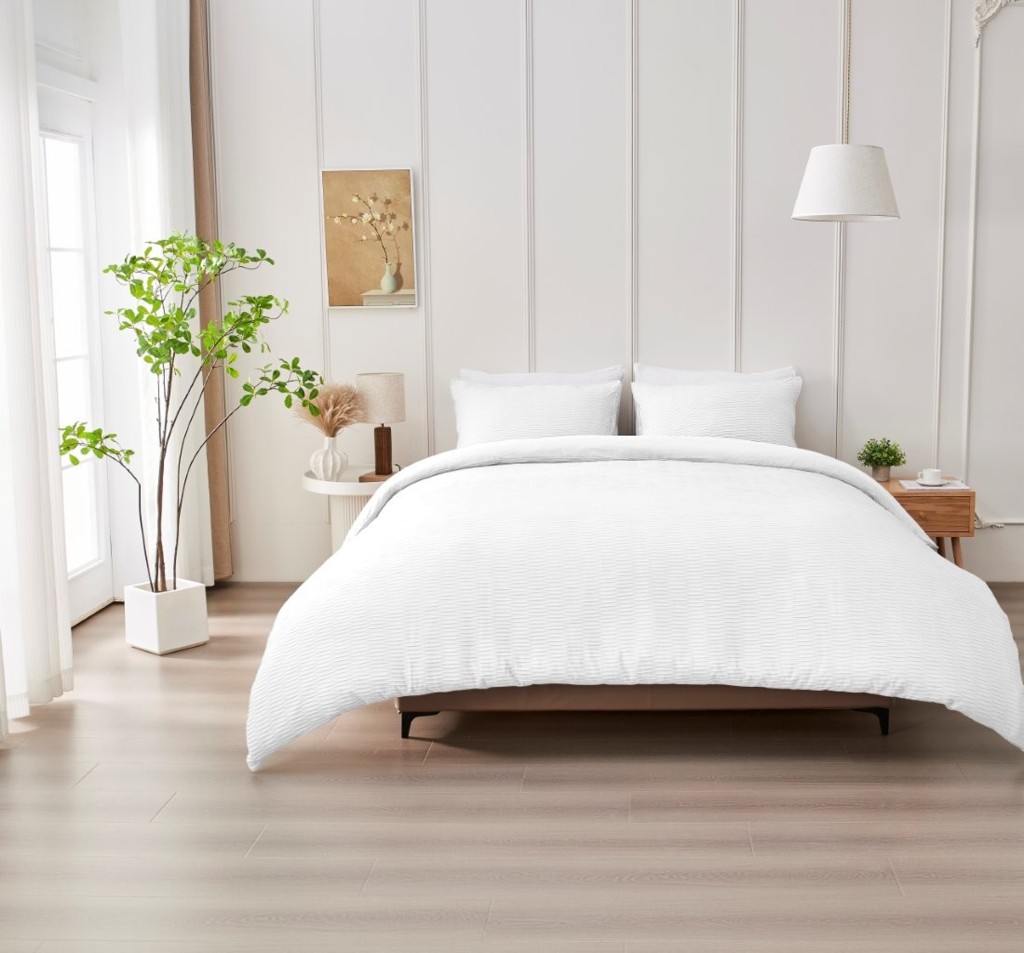 Premium Seersucker Durham Duvet Cover with Pillowcase – Easy Care Bedding Set - Image 11