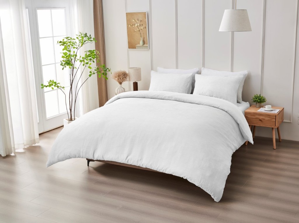 Premium Seersucker Durham Duvet Cover with Pillowcase – Easy Care Bedding Set - Image 12