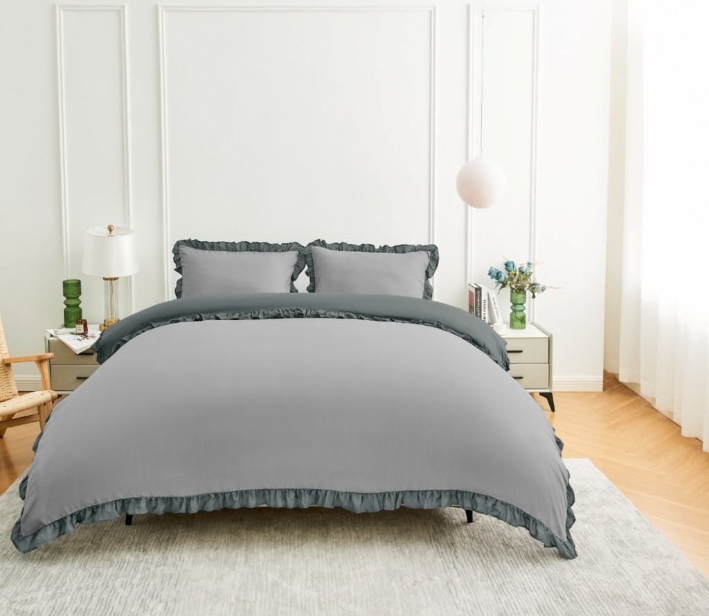 Kendrick Frill Microfibre Duvet Cover with Pillowcase – Elegant Ruffle Bedding Set - Image 6