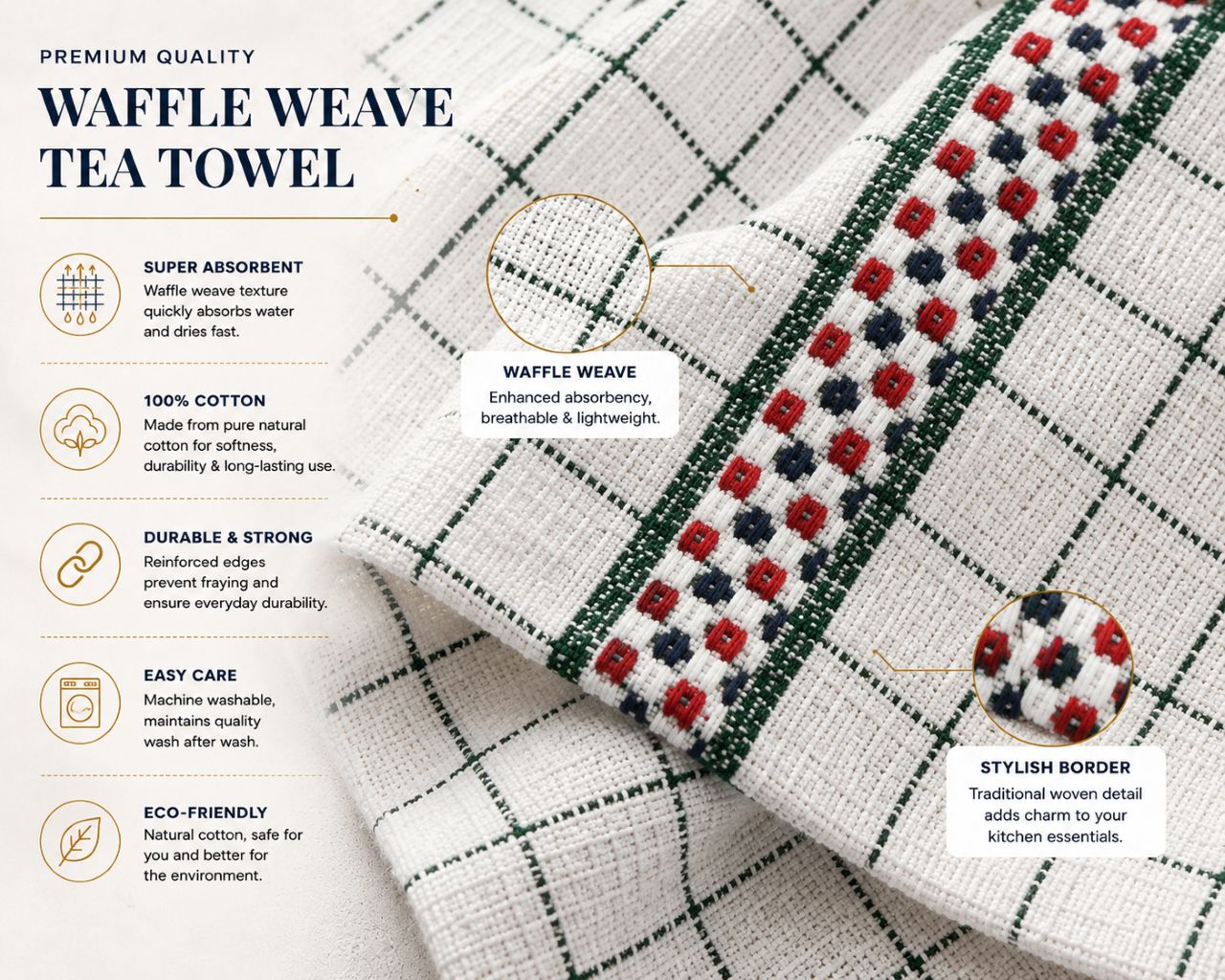 Hawai Tea Towels 2 Pack – 100% Cotton, Soft & Absorbent Kitchen Towels 50x70cm - Image 8