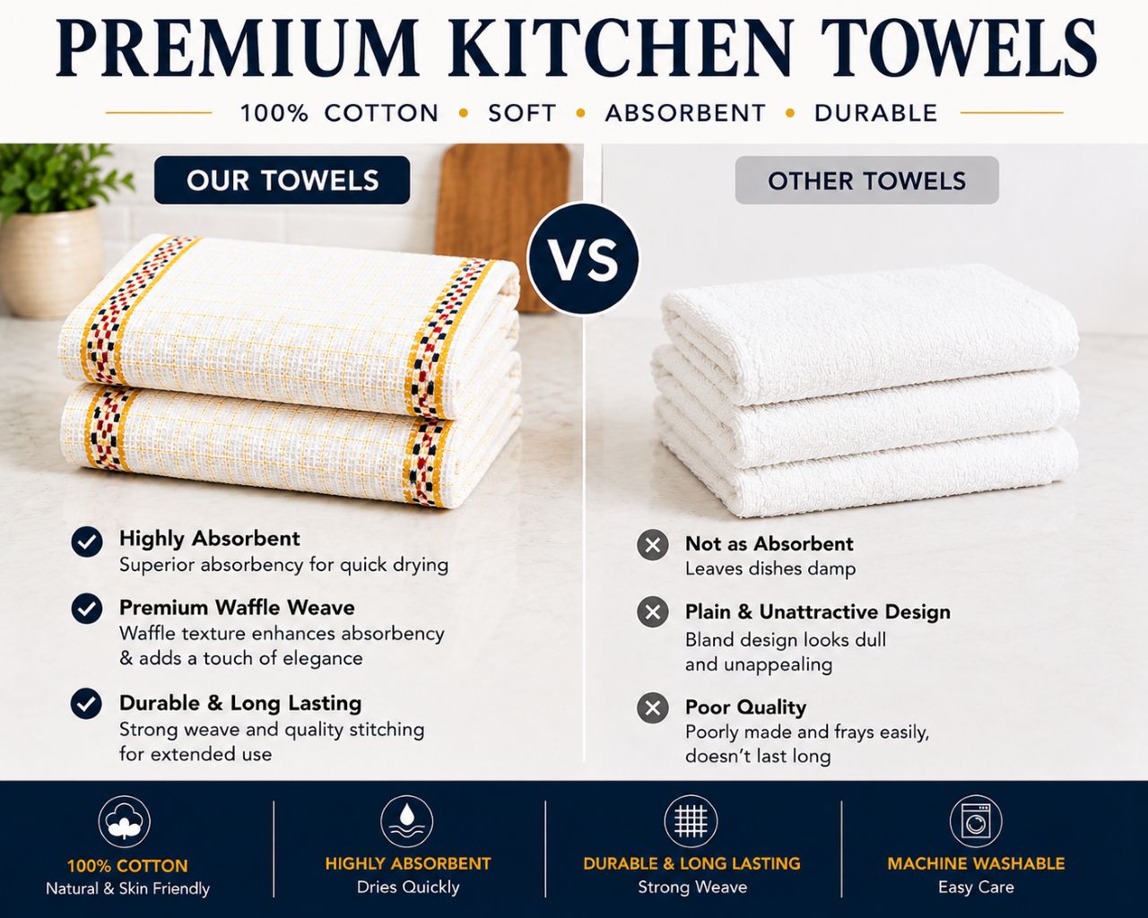 Hawai Tea Towels 2 Pack – 100% Cotton, Soft & Absorbent Kitchen Towels 50x70cm - Image 15