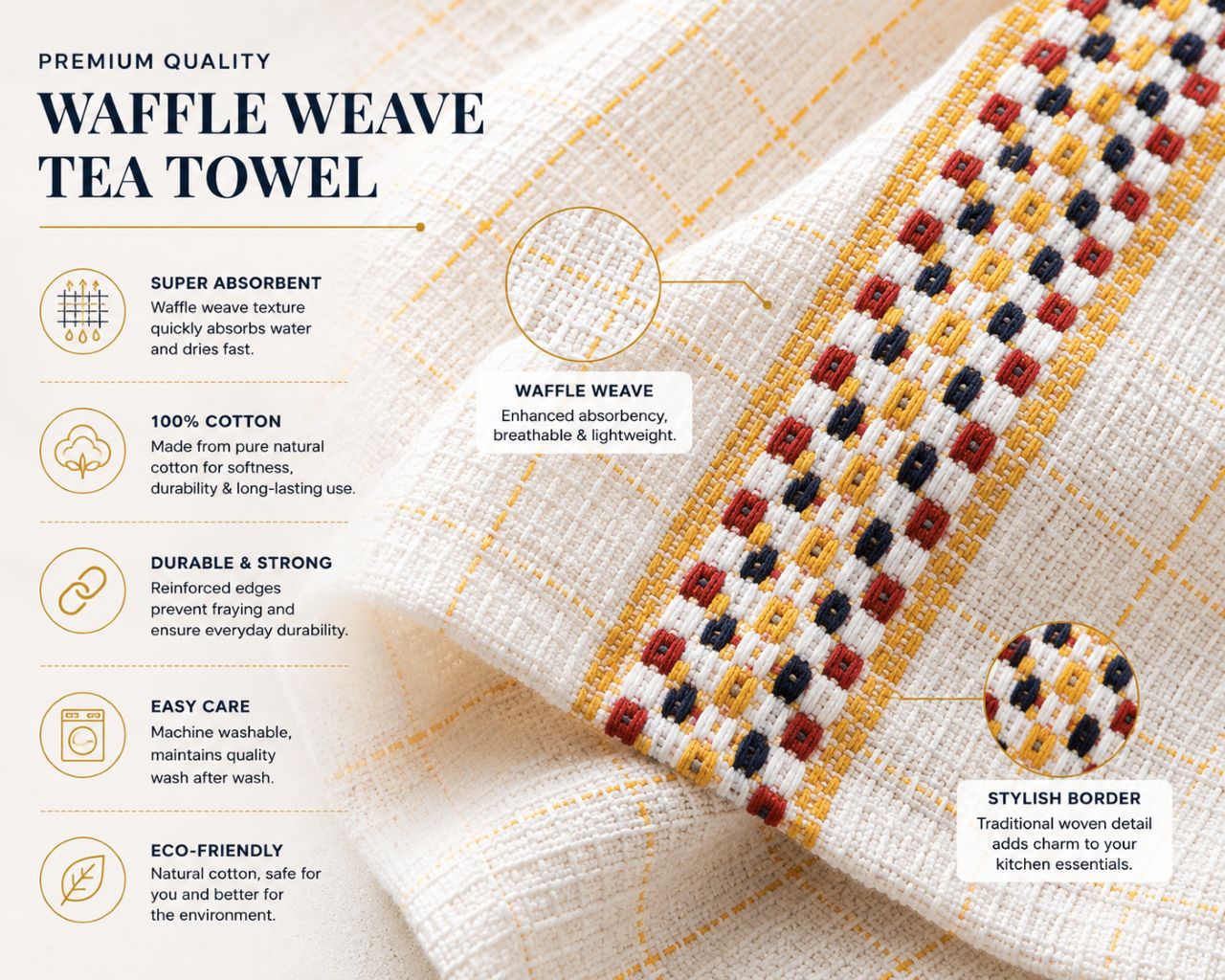 Hawai Tea Towels 2 Pack – 100% Cotton, Soft & Absorbent Kitchen Towels 50x70cm - Image 18