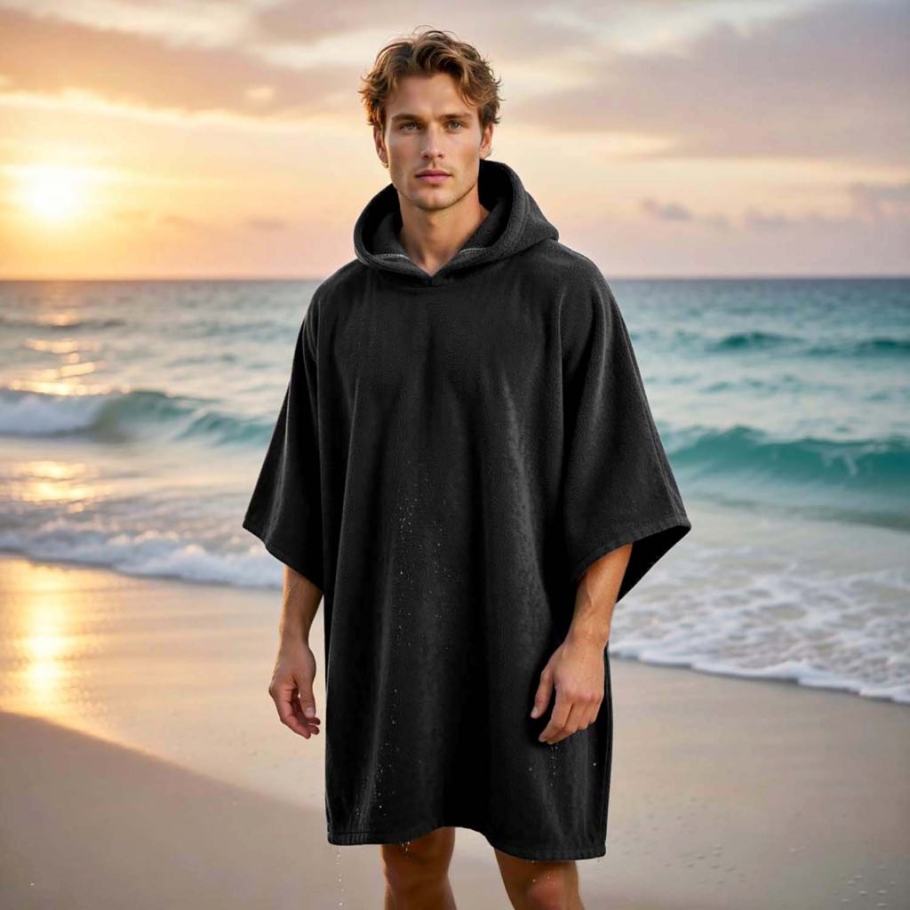 New Solid Colour Beach Poncho Towel – Sand Free Hooded Changing Robe - Image 6