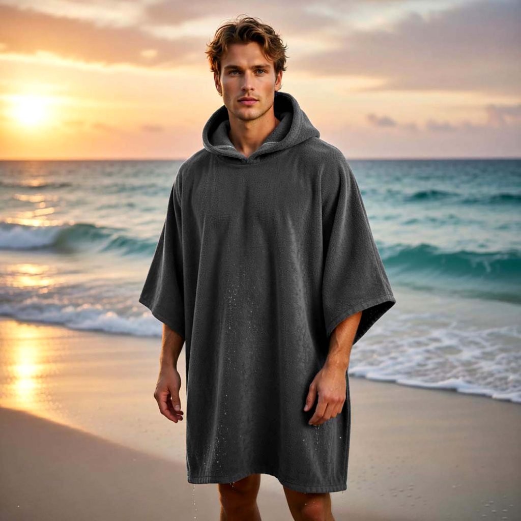 New Solid Colour Beach Poncho Towel – Sand Free Hooded Changing Robe - Image 15